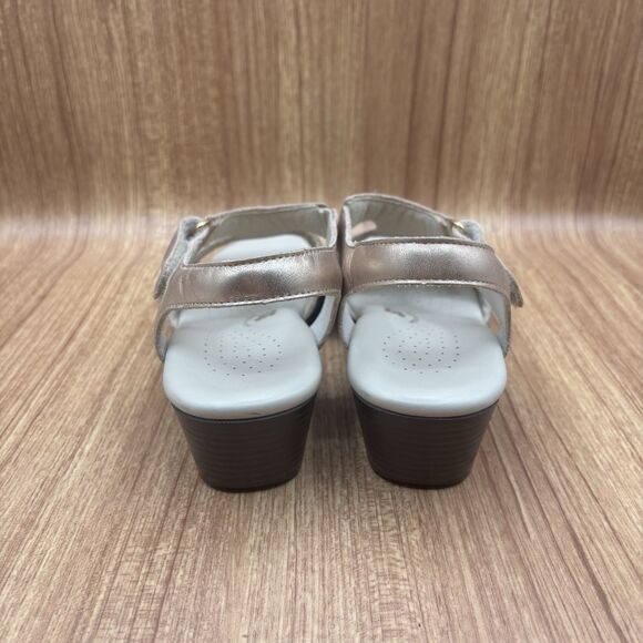 SAS Suntimer Leather Sandals Lusso (Gold) Women’s Size 7.5 M Hook And Loop Shoes - Picture 4 of 8